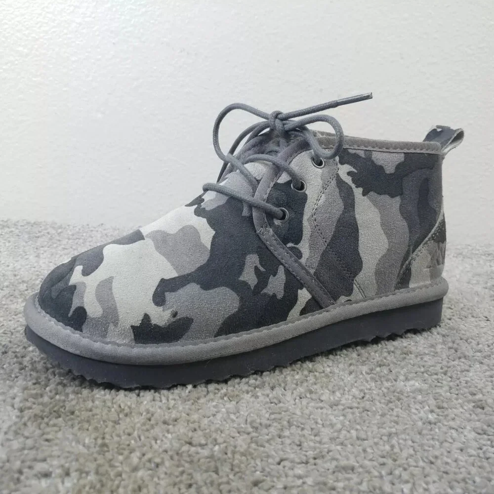 Alpine Design Boys Size 5 Boots Camo Suede Camouflage Gray Lace Up Shoes Dylan